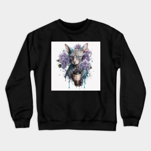 Abstract Sphynx With Coffee Crewneck Sweatshirt